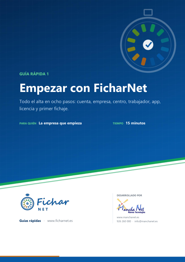 Portada de la guía rápida Empezar con FicharNet